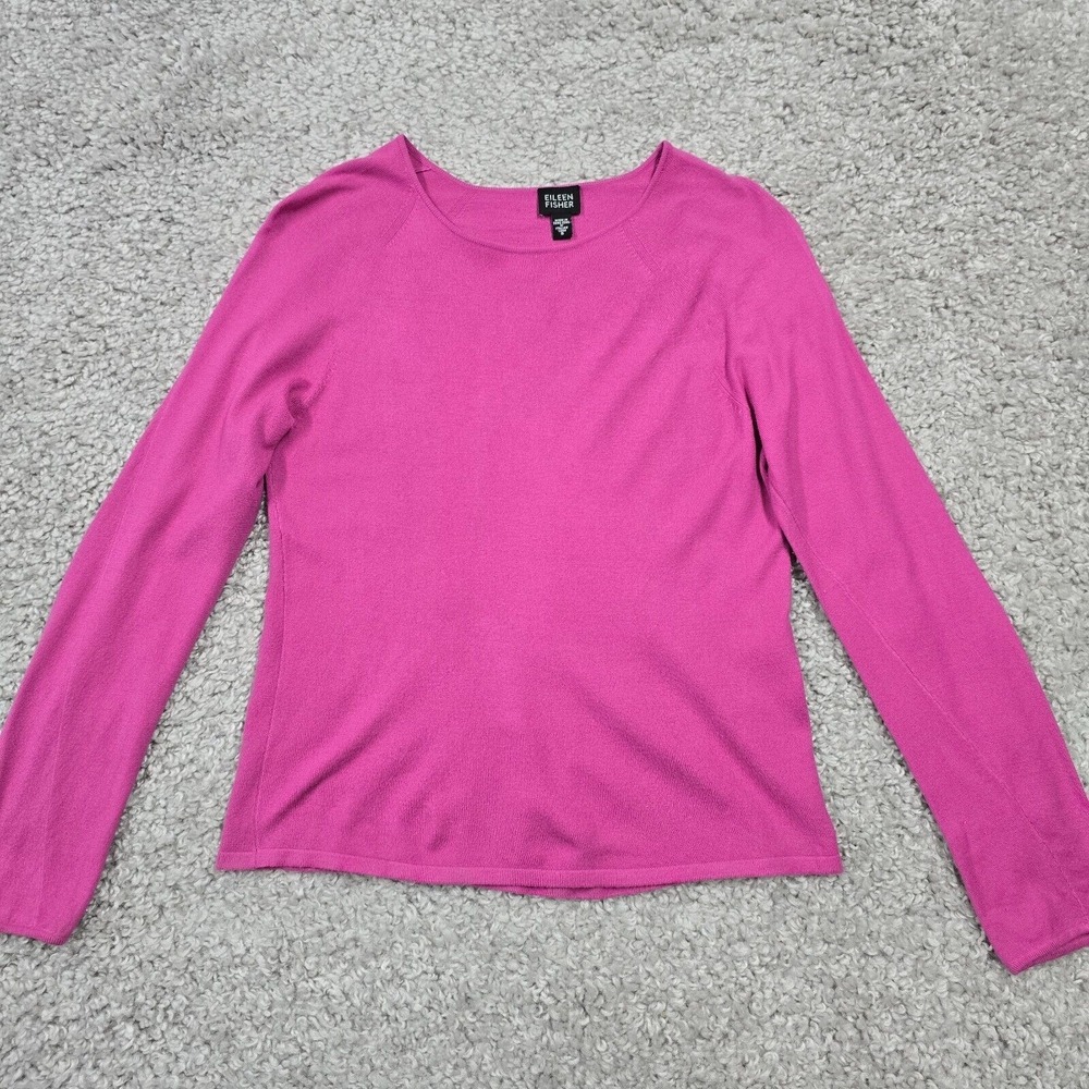 Eileen Fisher Womens Long Sleeve Pullover Sweater Pink Size S Minimal Vintageist